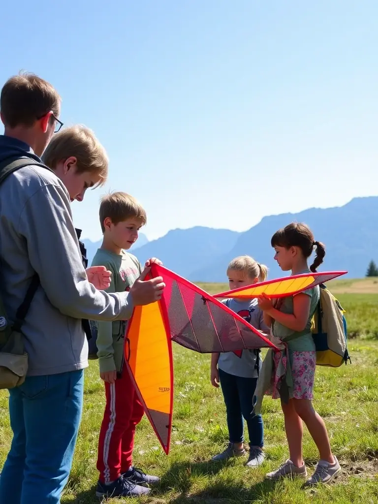 A group of participants attending a ground handling training session, learning the basics of controlling a paraglider on the ground.